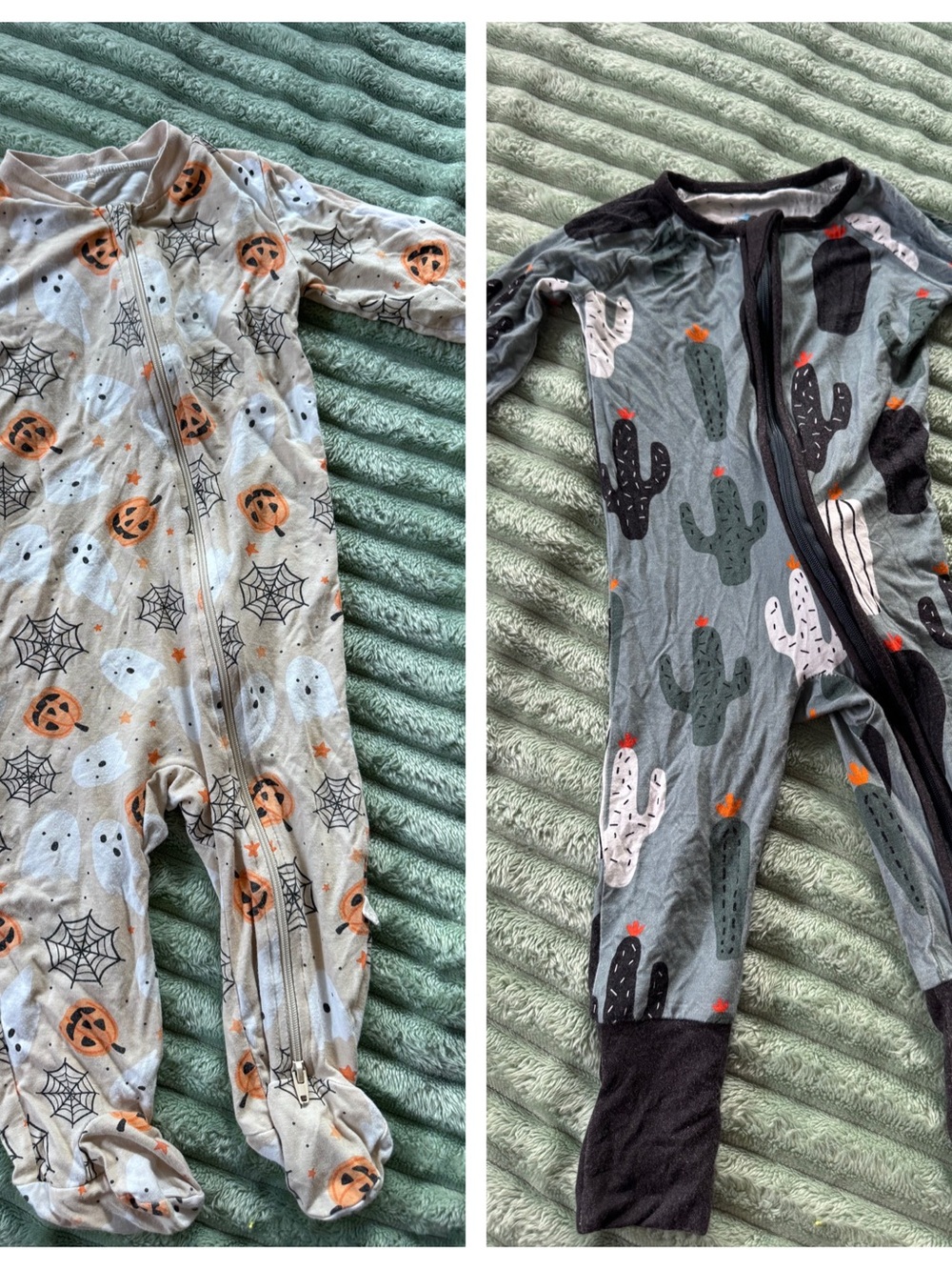 Two Bamboo Footies: Halloween and cactus